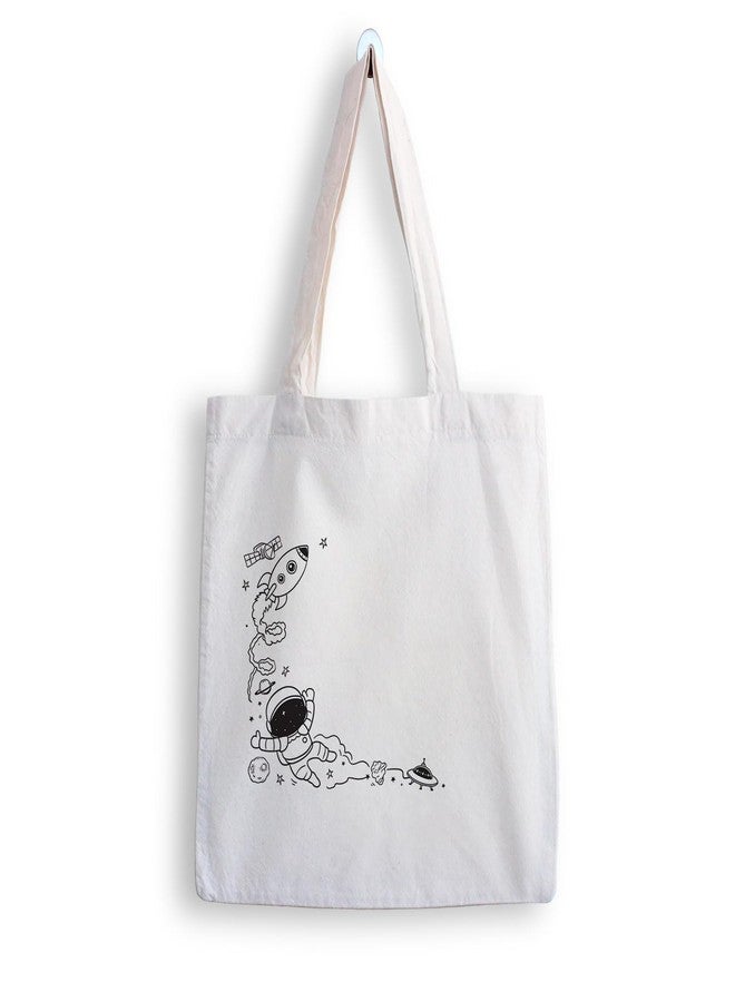 ARTBUG Tote Bag for Women with zip, Aesthetic Canvas tote bag for college girls, office, stylish and reusable - Astronaut - D No - 128 - Image 1
