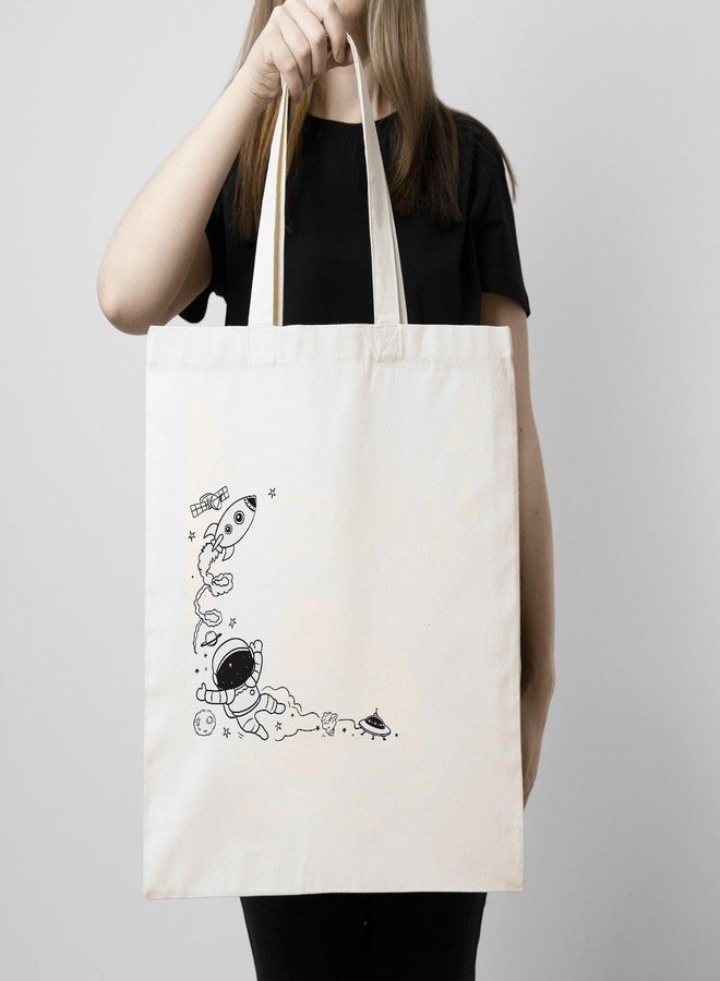 ARTBUG Tote Bag for Women with zip, Aesthetic Canvas tote bag for college girls, office, stylish and reusable - Astronaut - D No - 128 - Image 3