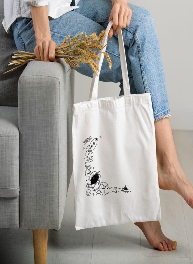 ARTBUG Tote Bag for Women with zip, Aesthetic Canvas tote bag for college girls, office, stylish and reusable - Astronaut - D No - 128 - Image 2