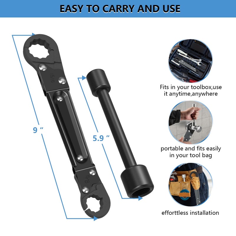Holdly Multi-Functional Angle Stop Wrench Kit - Plumbing Tools for Professional Plumbers | Installing & Removing Compression Angle Stop and Fittings (Black-Angle Stop Wrench Kit) - Image 5