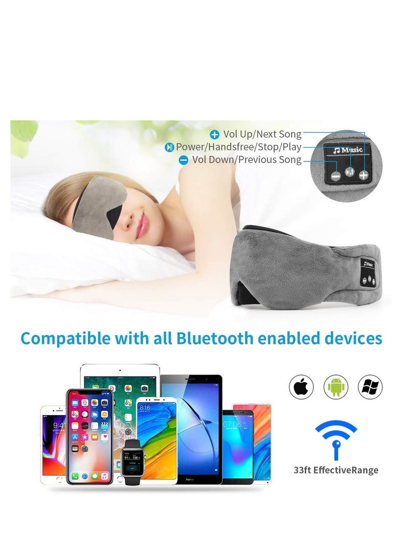 Generic Wireless Sleep Mask Headphones Bluetooth 5.0 Sleeping Eye with Gel for Cool/Warm Therapy, USB Rechargeable, Washable Handsfree Music Travel Cover Men Women - Image 2