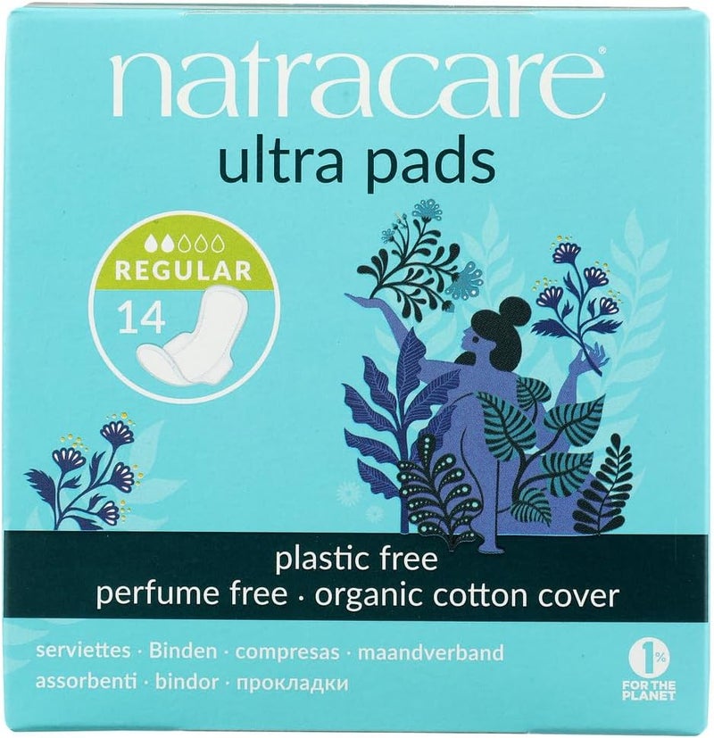 Natracare Ultra Pads with Wings - 14 Count (2 Pack) - Organic Cotton, Plastic Free, and Biodegradable - Image 1