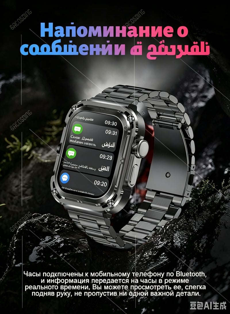 Smartwatch for Men Women, 2.04'' AMOLED Military Grade with Call Function, Sleep Monitor, Prayer Alarm, Altitude, Compass for Android iOS - Image 5