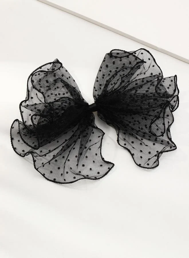Take Two Take Two Mesh Polka Dot Bow Hair Clip