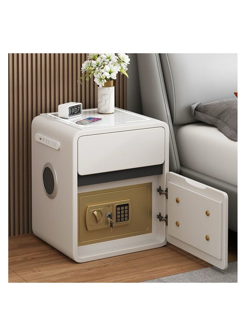 AWD Smart Bedside Table with Integrated Safe, Wireless Charging, Bluetooth Speaker, LED Light, White Multifunctional Nightstand.  - Image 2