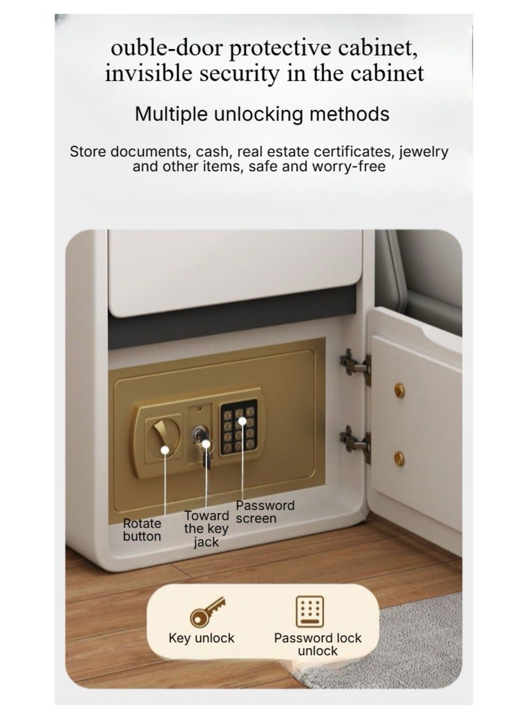 AWD Smart Bedside Table with Integrated Safe, Wireless Charging, Bluetooth Speaker, LED Light, White Multifunctional Nightstand.  - Image 3
