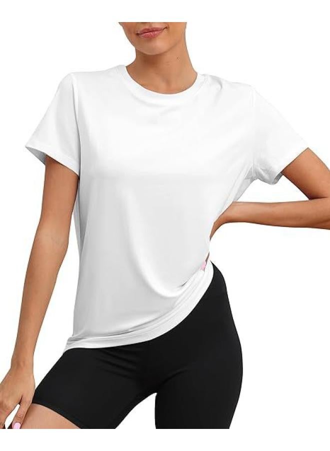 Summer European And American Women's Sports Top Round Neck Breathable Loose Pullover T-shirt Large Short Sleeve Milk Silk Women's Clothing 