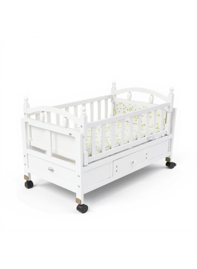 Baby Bed White – Wooden Crib with Safety Rails & Comfortable Design for Newborns and Toddlers - Image 4