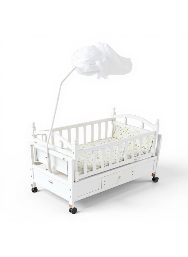 Baby Bed White – Wooden Crib with Safety Rails & Comfortable Design for Newborns and Toddlers - Image 5