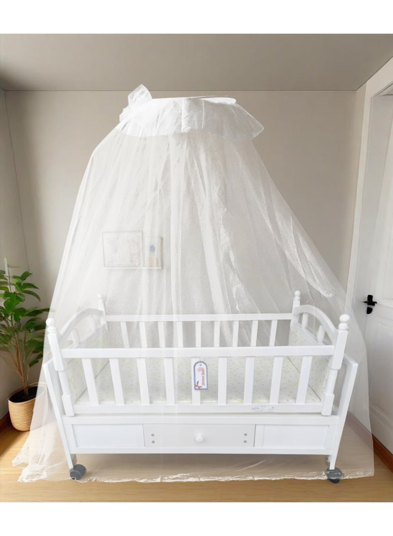 Baby Bed White – Wooden Crib with Safety Rails & Comfortable Design for Newborns and Toddlers - Image 2