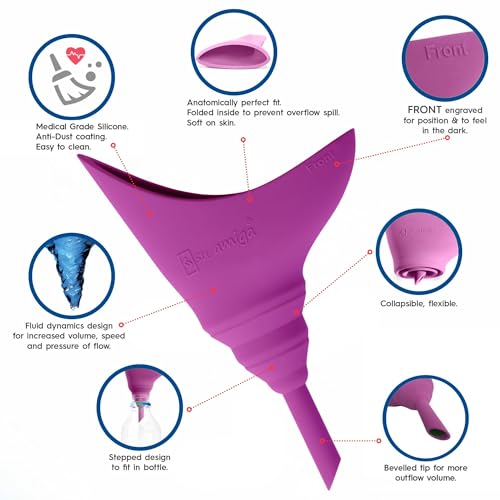 CIRCE CARE SuAmiga Female Urination Device Collapsible Female Urinal with Waterproof Bag; Portable Reusable Urinal for Women to Pee Standing Up; Women Pee Funnel for Travel, Camping, Hiking, Outdoor - Image 3