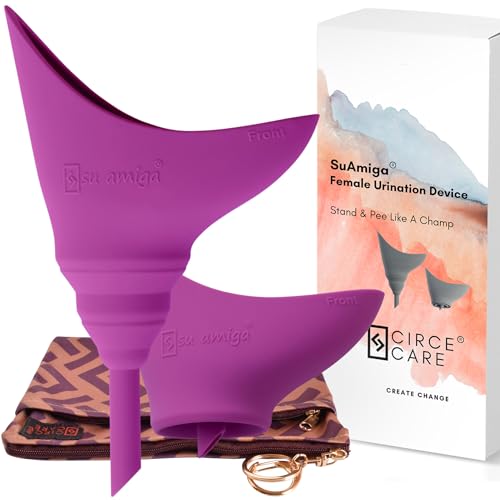 CIRCE CARE SuAmiga Female Urination Device Collapsible Female Urinal with Waterproof Bag; Portable Reusable Urinal for Women to Pee Standing Up; Women Pee Funnel for Travel, Camping, Hiking, Outdoor - Image 1