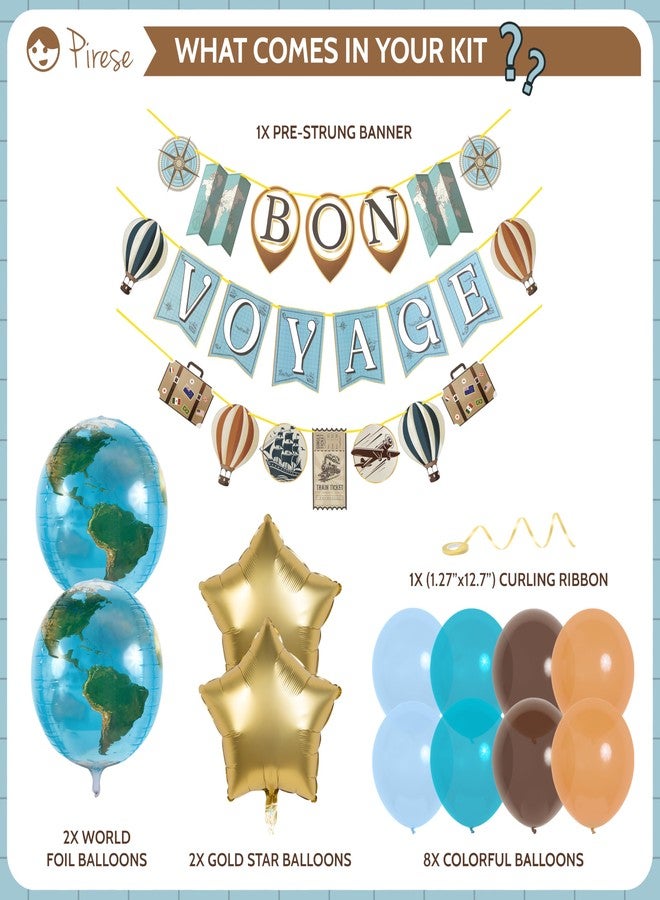 Pirese Bon Voyage Party Decorations - Bon Voyage Banner, Travel-Themed Birthday Decor, Farewell & Going Away Party Supplies - Image 2