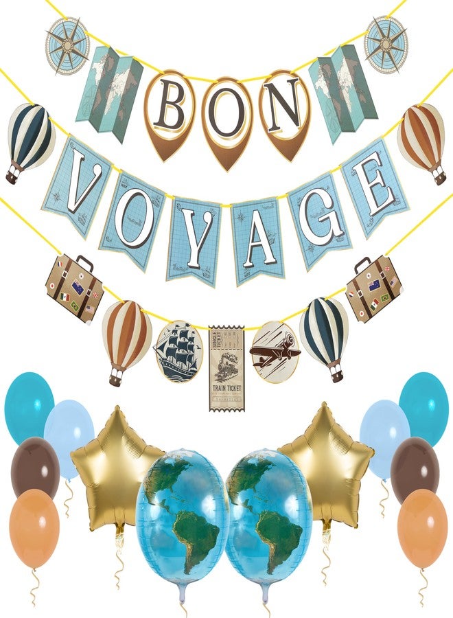 Pirese Bon Voyage Party Decorations - Bon Voyage Banner, Travel-Themed Birthday Decor, Farewell & Going Away Party Supplies - Image 1