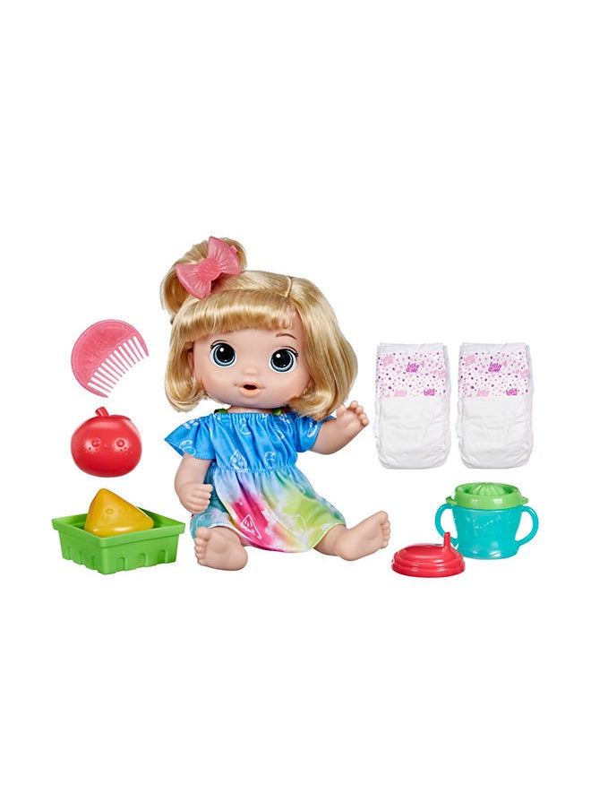 Baby Alive Baby Alive Fruity Sips Doll Apple Toys For 3 Year Old Girls 12-Inch Baby Doll Set Drinks & Wets Pretend Juicer Kids 3 And Up Blonde Hair  - Image 1