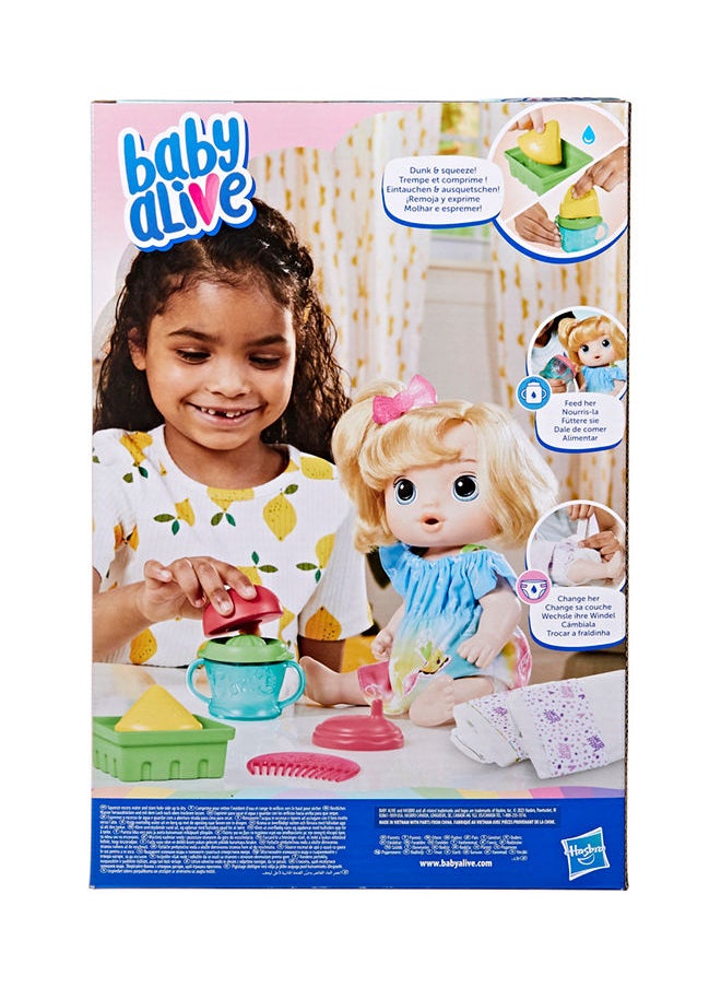 Baby Alive Baby Alive Fruity Sips Doll Apple Toys For 3 Year Old Girls 12-Inch Baby Doll Set Drinks & Wets Pretend Juicer Kids 3 And Up Blonde Hair  - Image 3