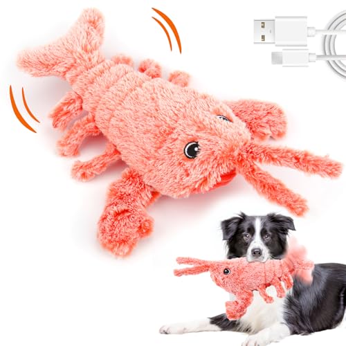 Mity Rain Interactive Lobster Dog Toy Keeps Small Medium Large Dogs Busy Indoors Outdoors Rechargeable Plush Squeaky - Image 1