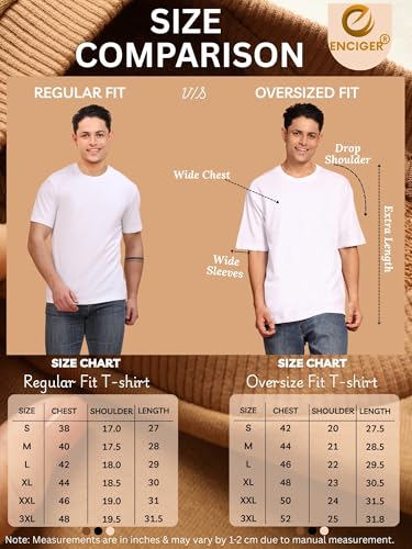 ENCIGER Men's Oversized T-Shirt 100% Cotton Plain Solid Casual Tee (Brown, M) - Image 4