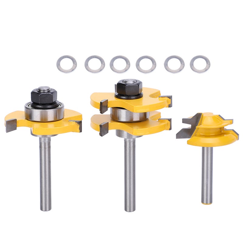 3Pcs Stile Router Bit Set 45° Router Bit 3 Teeth TShaped 1/4 Shank Woodworking Cutter Tool - Image 3