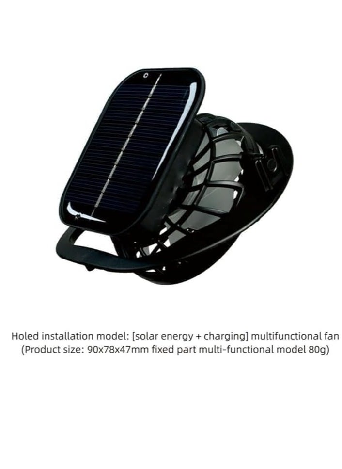 Generic Solar Fan Cap Wide brimmed Outdoor Wide brimmed Solar Fan Cap with 2 Solar Fan Fishing Hats - Detachable and USB Charging Fan  - Image 2