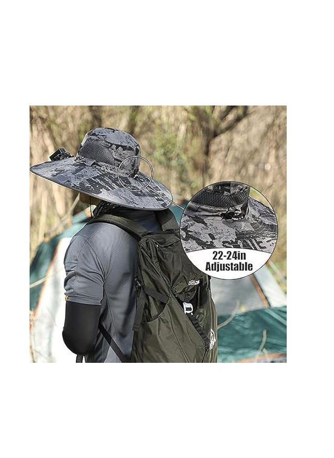 Generic Solar Fan Cap Wide brimmed Outdoor Wide brimmed Solar Fan Cap with 2 Solar Fan Fishing Hats - Detachable and USB Charging Fan  - Image 4