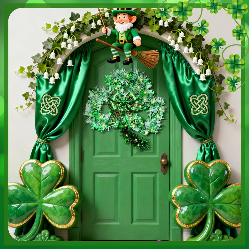 Memorywuu St. Patrick's Day Decorations 6 Pcs Shamrock Wire Wreath Form St. Patrick's Day Metal Wreath Hanging Decorations for Irish Front Door Home Indoor Outdoor Farmhouse Porch Decor - Image 5