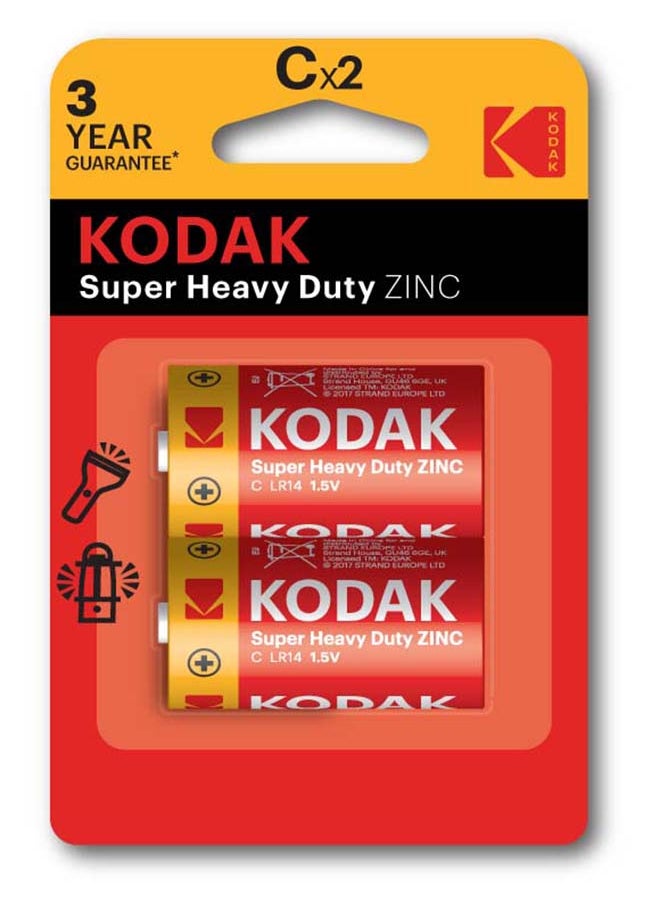 KODAK Super Heavy Duty  | C Cell Batteries | Disposable Household | Carbon Zinc LR14 | 1.5V | 2 Pack - pzsku/Z6D3B8A8343377473AF4AZ/45/_/1709564174/952c12ec-9398-4859-aef0-cd92d65afa00