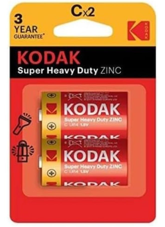 KODAK Super Heavy Duty  | C Cell Batteries | Disposable Household | Carbon Zinc LR14 | 1.5V | 2 Pack - pzsku/Z6D3B8A8343377473AF4AZ/45/_/1732205122/c8369e20-d3d6-4aaa-bef1-09cf5a9eff23