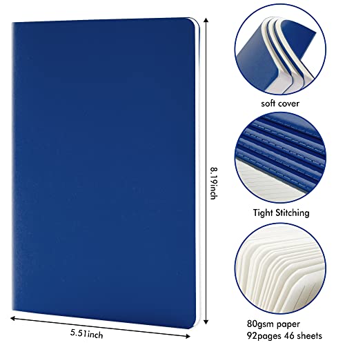 feela 36 Pack Soft Cover Journal Bulk, Lined Blank Travel Journal for Women Men Writing, Notebooks College Ruled for Work, Note Taking Notebook School Business Supplies, 8.2” x 5.5”, A5, Navy - Image 2