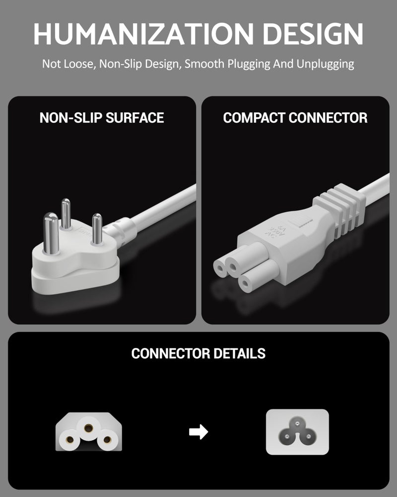 FEDUS White Laptop Adapter Power Cable 1 Year Warranty, 1.8 Meter Laptop Charging Power Cord Wire for Lap top, Lapto p Power Cable for All L aptop Charger - Image 3