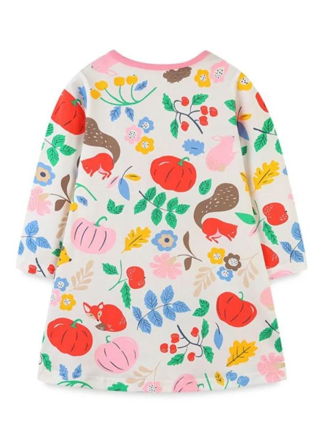 YUNIQEE Multicolour A-Line Crew Neck Printed Dress