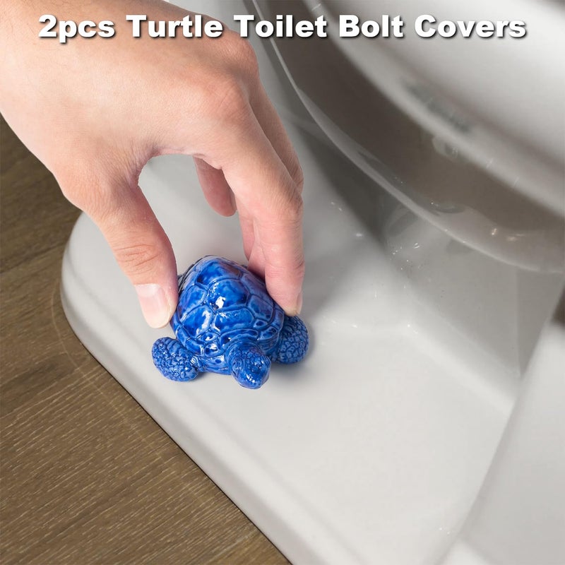 YLOVAN Turtle Toilet Bolt Covers Decorative Toilet Bolt Caps for Bottom of Toilet, Toilet Floor Caps Cute Bathroom Decor Turtle Bathroom Decor Screw Cover Beach Easy to Install 2pcs - Image 2