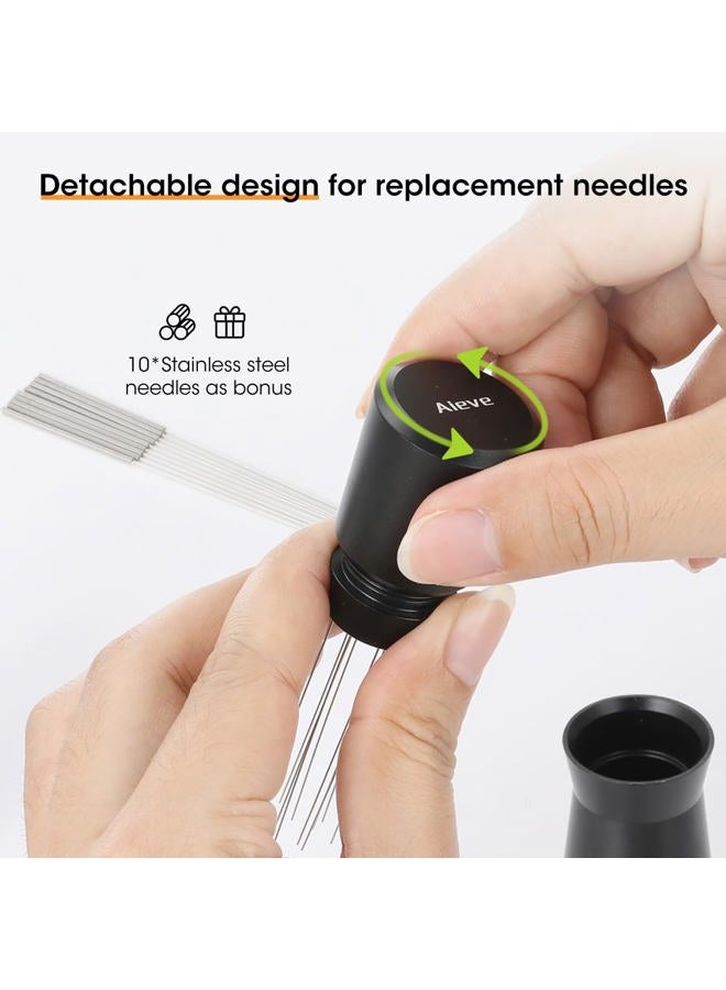 Aieve WDT Tool Espresso, Metal Distribution Tool with 10 x 0.4mm Stainless Steel Needles Espresso Stirrer, Coffee Distributor Aluminum Alloy Handle & Stand with 10 Extra Needle - Image 3
