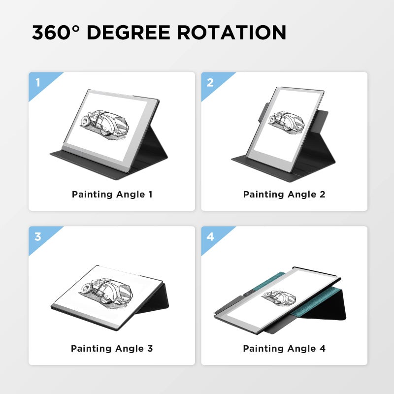 Ayotu Case for Remarkable 2 Paper Tablet 10.3" 2020 Released, Fabric Folio Cover with 360 Degree Rotatable Stand and Stylus Pocket, Gray & Green (Exclusive Templates Provided) - Image 2