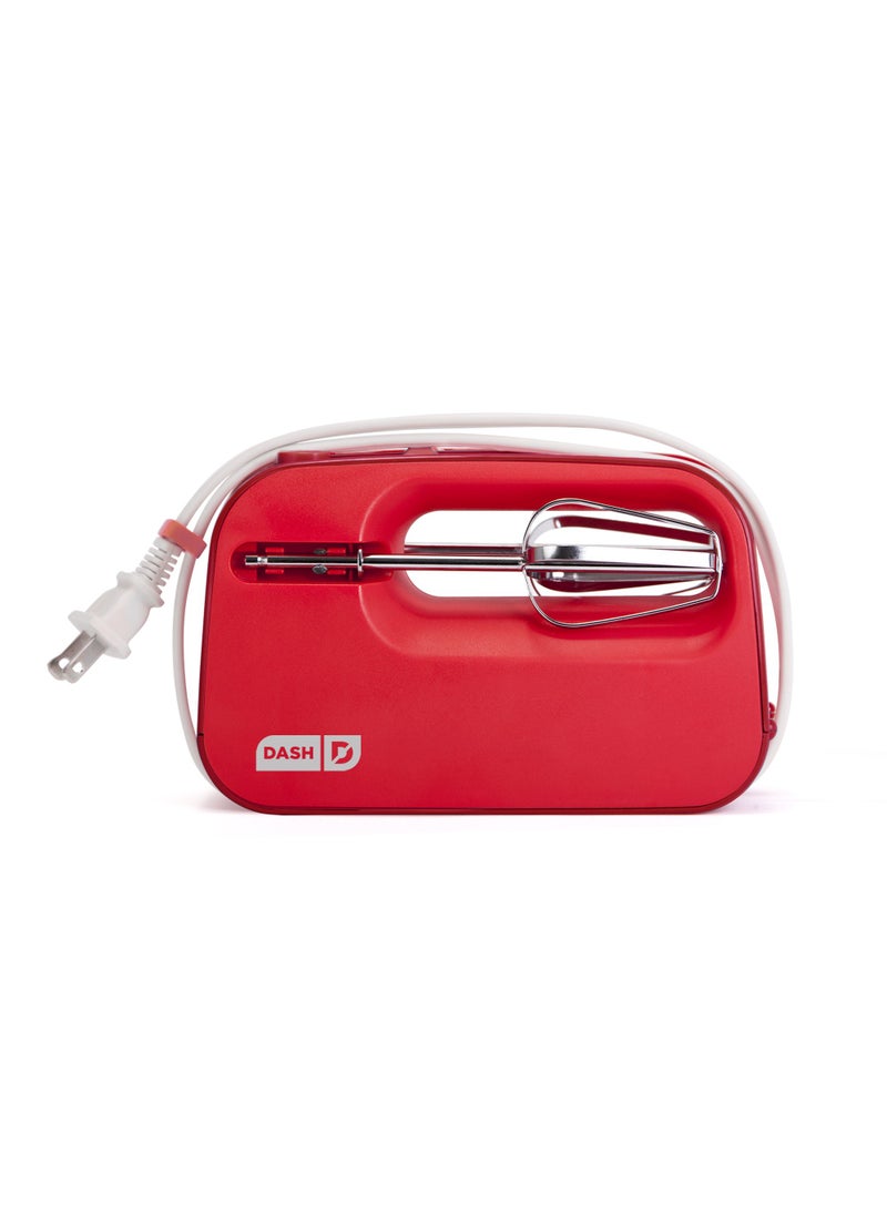 Dash Dash SmartStore Compact Hand Mixer Electric for Whipping  Mixing Cookies Brownies Cakes Dough Batters Meringues  More 3 Speed 150Watt  Red 