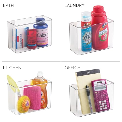 InterDesign iDesign AFFIXX Plastic Wall Mount Organizer for Kitchen, Bathroom, Office, Bedroom, Garage, Craft Room, 3.5" x 8" x 5.5", Clear - Image 3