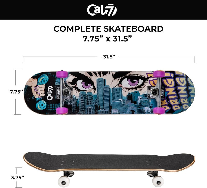 Cal 7 Complete Standard Skateboard 7.5-8-Inch Deck - Image 2