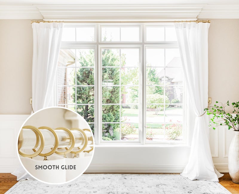 Blasthome Luxury Curtain Rings - Premium Metal With Quiet  Smooth Nylon Inserts - Pinhooks And Clips Included - 1 1/2"" Inside Diameter - 18 Rings For Two Standard Curtains - Brushed Gold - Image 2