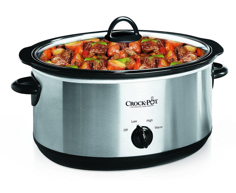 Crock-Pot CrockPot 7 Quart Oval Manual Slow Cooker Stainless Steel SCV700SBR Versatile Cookware for Large Families or Entertaining 