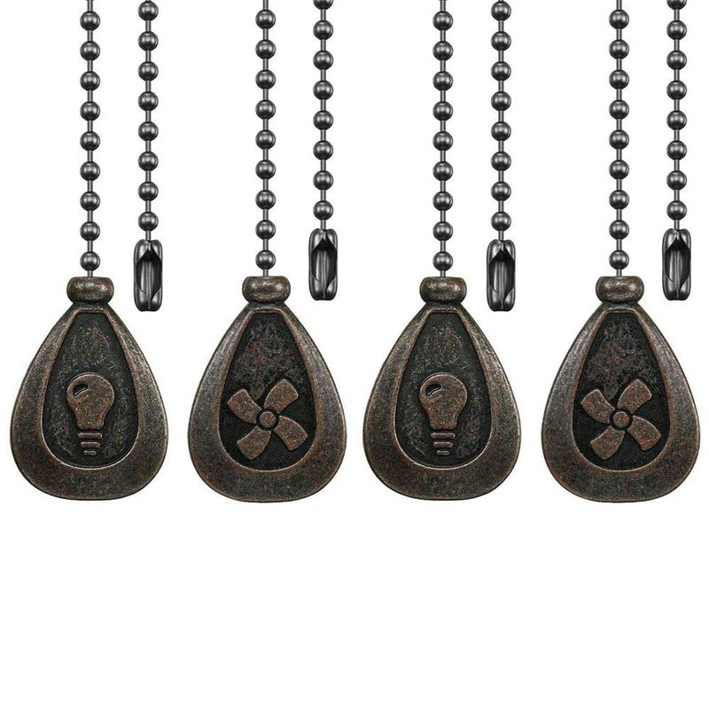 Dotlite Bronze Ceiling Fan Pull Chain Set Decorative Fan Pull Chain Pendant Extension 12 Inches Lighting  Fan Beaded Ball Pull Chain Extender with Connector 4 Pack