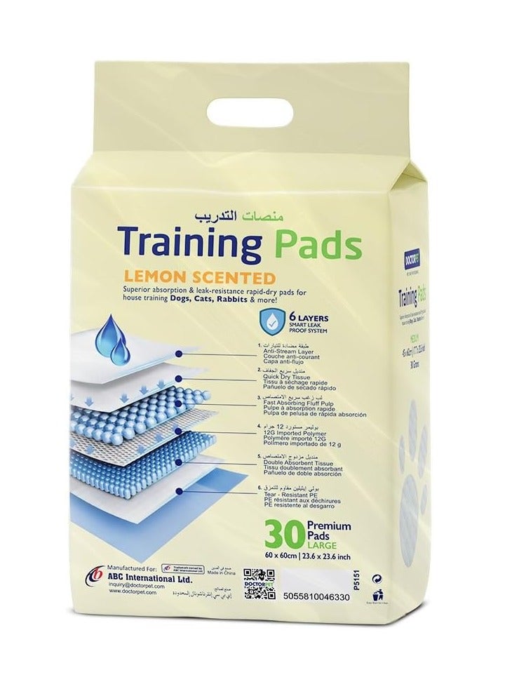 DOCTERPET Doctor Pet Training Pads Lemon 30's (60x60cm) – Large Rapid-Dry Leak-Proof Pads,Scented, 6 Layers Quilted, Superior Absorption, Odor Control, Pet Training for Dogs, Cats, Rabbits - Image 4