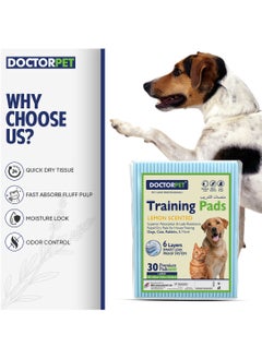 DOCTERPET Doctor Pet Training Pads Lemon 30's (60x60cm) – Large Rapid-Dry Leak-Proof Pads,Scented, 6 Layers Quilted, Superior Absorption, Odor Control, Pet Training for Dogs, Cats, Rabbits  - Image 2