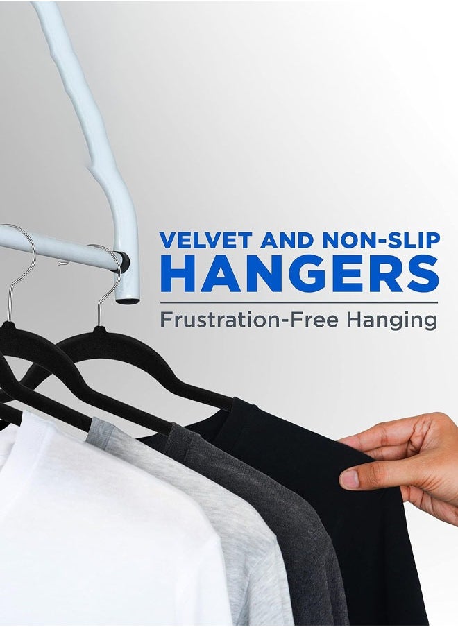 D'HOME 50-Pcs Non-Slip Velvet Hangers - Suit Hangers Ultra Thin Space Saving 360 Degree Swivel Hook Strong and Durable Clothes Hangers Hold Up-to 10 Lbs (50, BLACK)  - Image 3