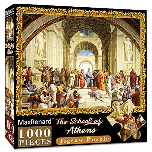 MaxRenard Fine Art Famous Oil Painting Jigsaw Puzzle 1000 Pieces The School of Athens Raphael Puzzle for Adult Museum Collection Home Decoration Family Game Gift - Image 1