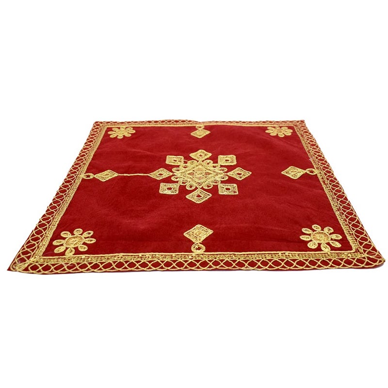 Puja N Pujari Puja N Pujari Velvet Pooja Aasan ClothChowki Altar Pooja Cloth for Pooja Room Mandir and Home Temple Design 3 AC2093  - Image 2