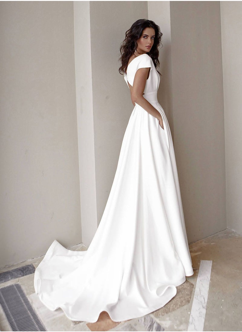Loquat Deep V-neck Dress White 