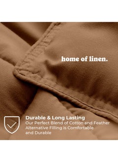 Home of linens Cotton - Plain - 3 Pieces Heavy Comforter Set - 2.8Kgs - Down Alternative Filling - (For Matress 100cm/120cm) - Size (180cm x 240cm) + 2 Pillow Case Covers (50cm x 70cm) - Beige  - Image 3