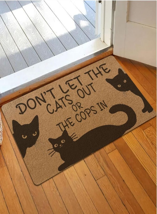 Assaoy Coir Door Mat Outside Entrance,Funny Black Cat Doormat,Indoor Welcome Mat, Door Mats Indoor Entrance Traps Sand and Dirt Well Fabric Don’t Let The Cats Out or The Cops in (30"X18") - Image 2