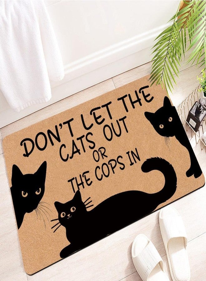 Assaoy Coir Door Mat Outside Entrance,Funny Black Cat Doormat,Indoor Welcome Mat, Door Mats Indoor Entrance Traps Sand and Dirt Well Fabric Don’t Let The Cats Out or The Cops in (30"X18") - Image 3