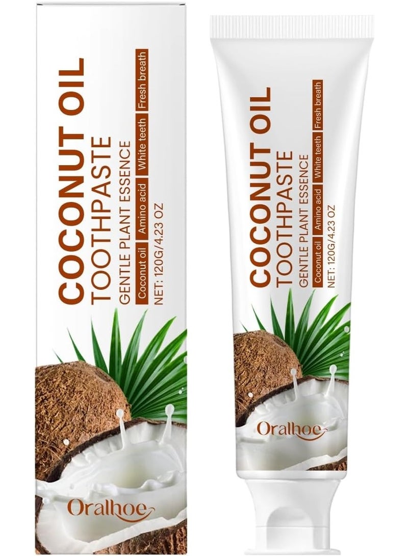 ORALHOE Coconut Oil Toothpaste Gentle Plant Essence Oral Care Clean Whitening Toothpaste 120g - Image 1